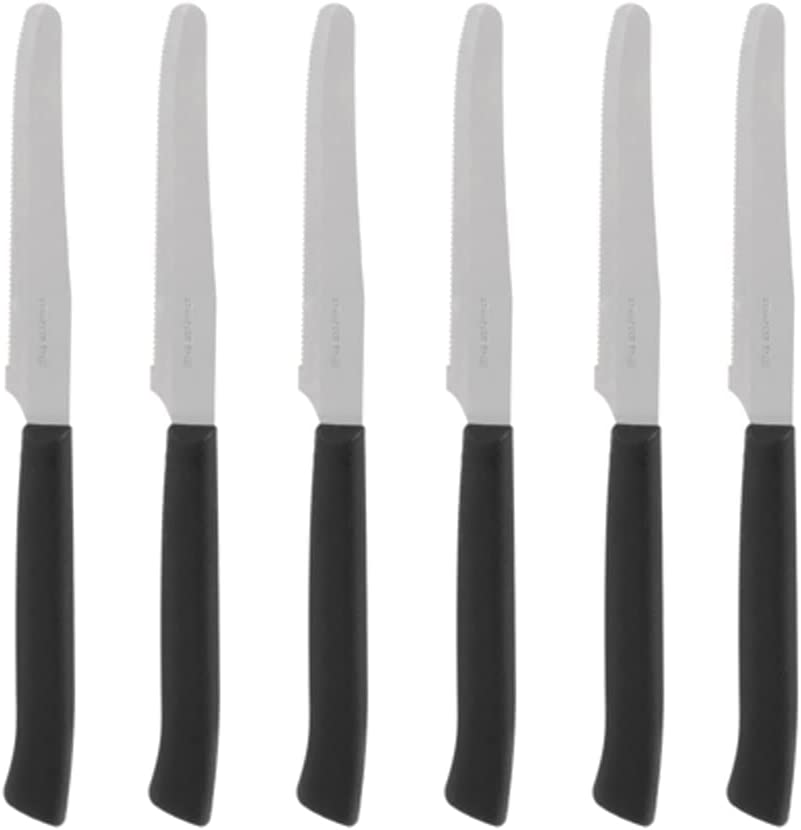 6 coltelli da cucina Nero coltello da tavola lama seghettata acciaio i