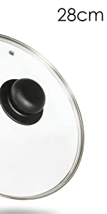 Coperchio universale vetro temperato bordo acciaio inox con valvola sfiato leggero e maneggevole con pomello ergonomico