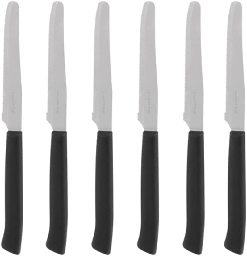 6 coltelli da cucina Nero coltello da tavola lama seghettata acciaio inox coltelli da bistecca