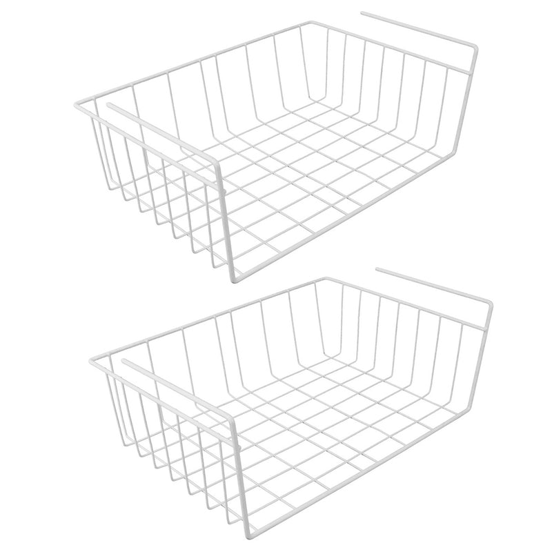 Cestello sottoripiano set da 2 organizer armadio cucina dispensa in metallo bianco cesto sotto pensile