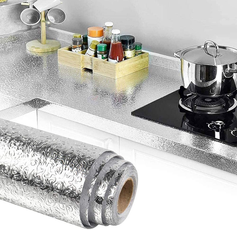 Pellicola autoadesiva 60x200cm colore argento rilievo 3d regolabile impermeabile acqua e olio per cassetti top cucina mobili